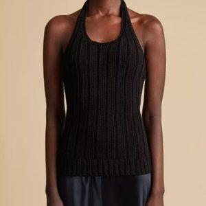 NWT Khaite Sesto Sweater Knit Crochet Halterneck Backless Sleeveless Top XS Back